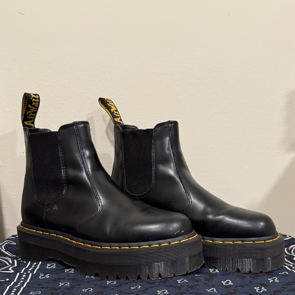 Dr. Martens Black Platform Chelsea Ankle Boots